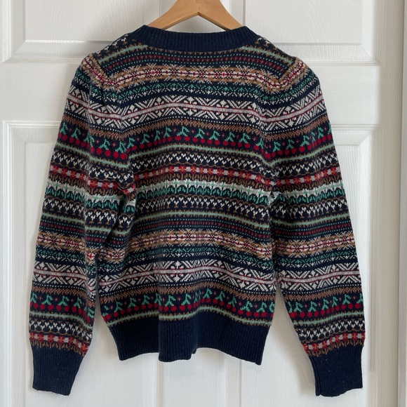Puff-sleeve Fair Isle crewneck sweater - Picture 5 of 7